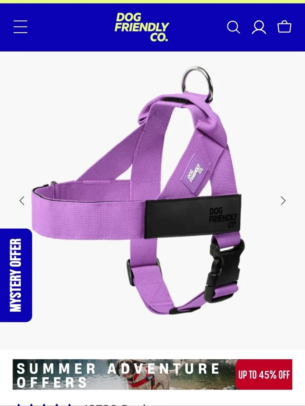 Dog Friendly Co Adjustable Purple Dog  Harness